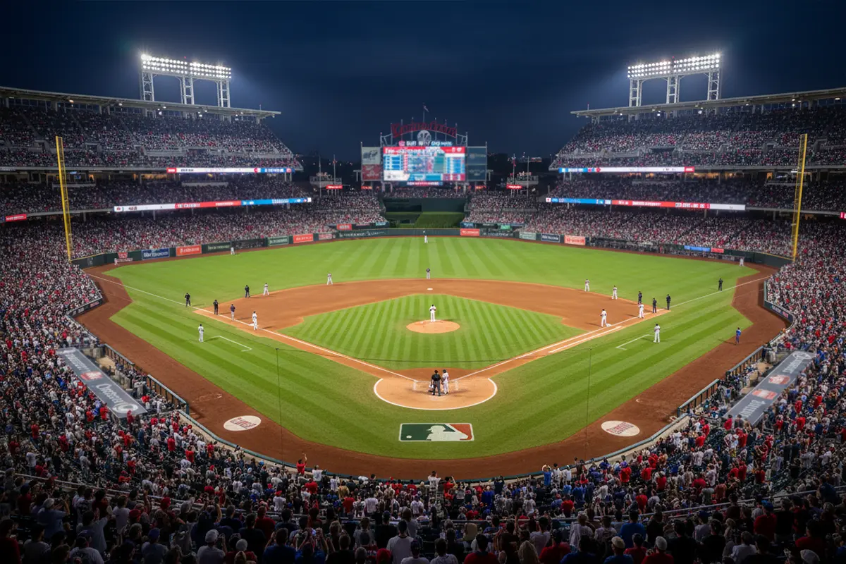 Heimvorteil im Baseball – Ausverkauftes MLB-Heimstadion bei Nacht