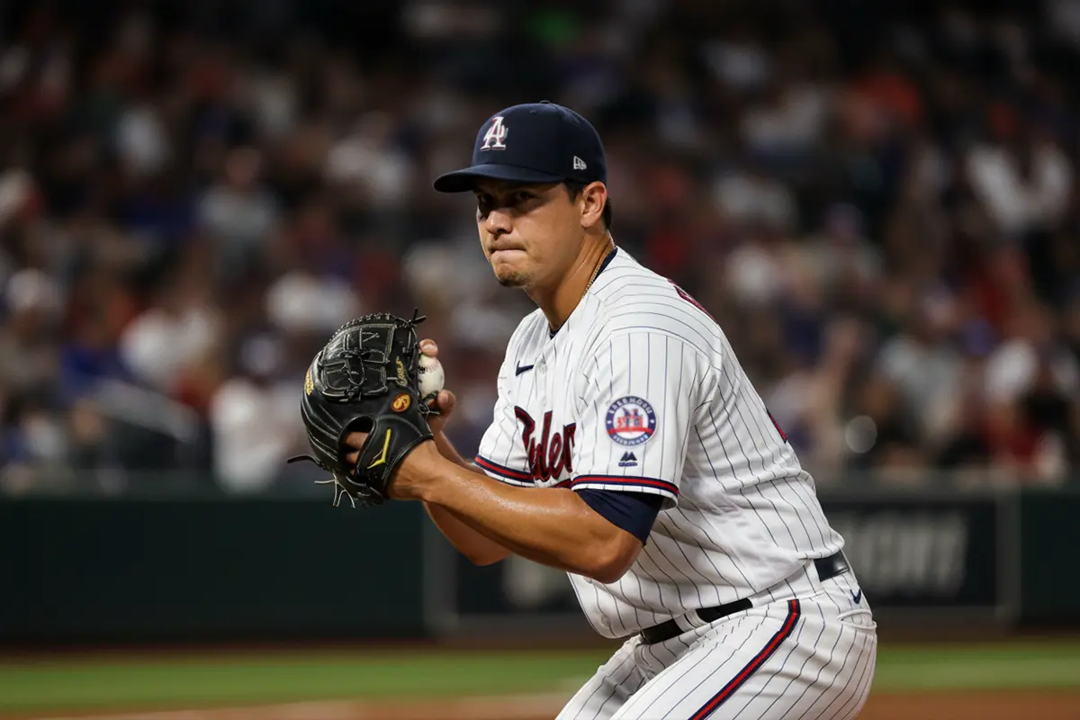 MLB-Pitcher-Statistiken – Pitcher in Wurfbewegung auf dem Mound bei Flutlicht