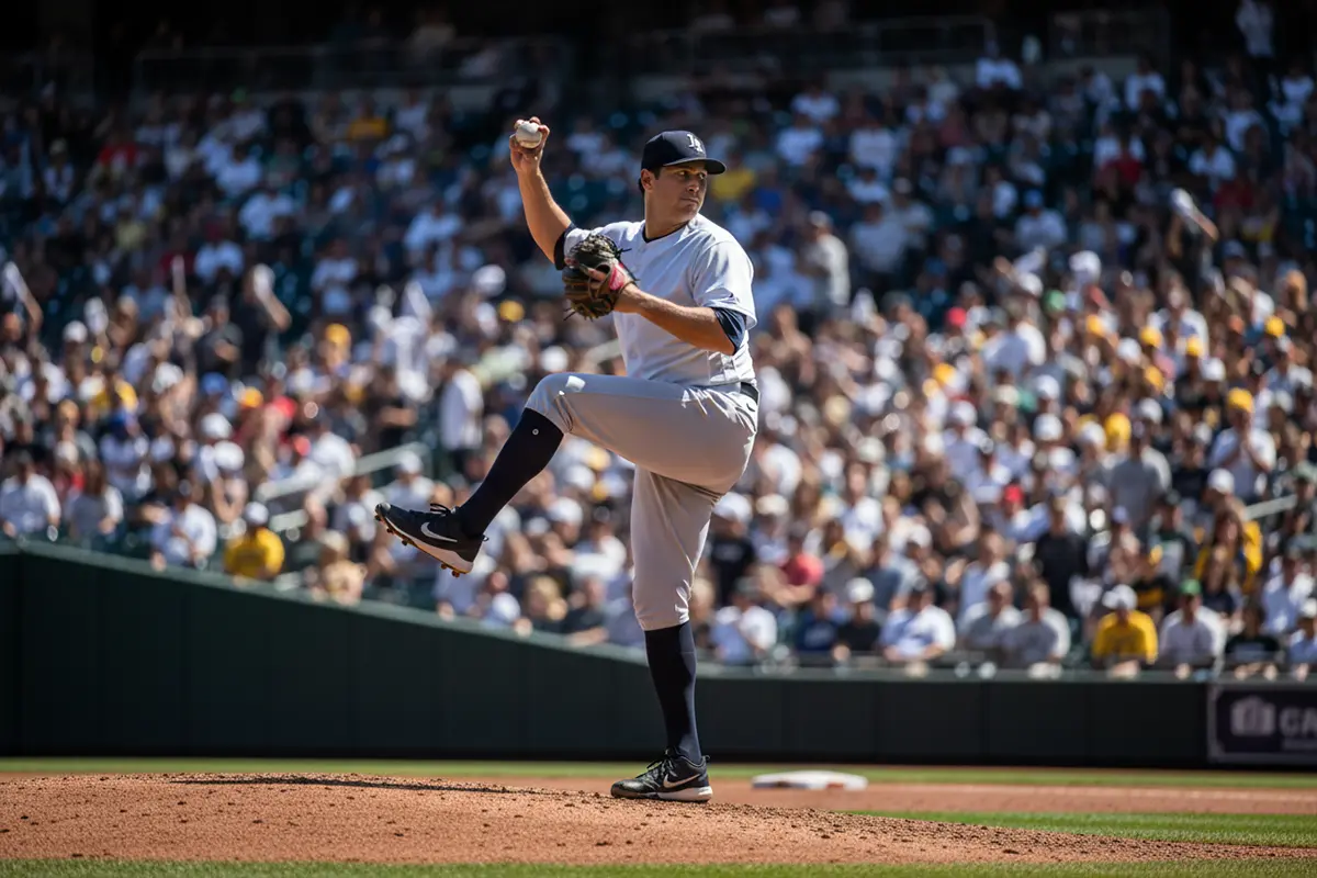 MLB Playoffs Wetten – Pitcher auf dem Mound unter Flutlicht in einem ausverkauften Baseballstadion