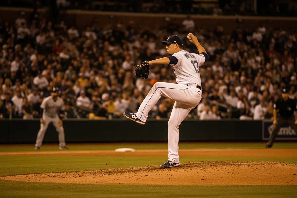 Moneyline-Wette beim Baseball – Pitcher wirft auf dem Mound im Stadion