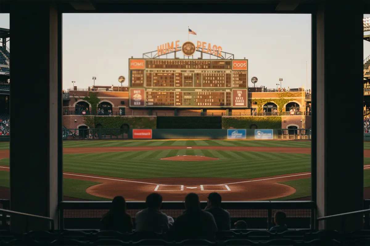 Reverse Line Movement MLB – Anzeigetafel mit Wettquoten im Baseball-Stadion