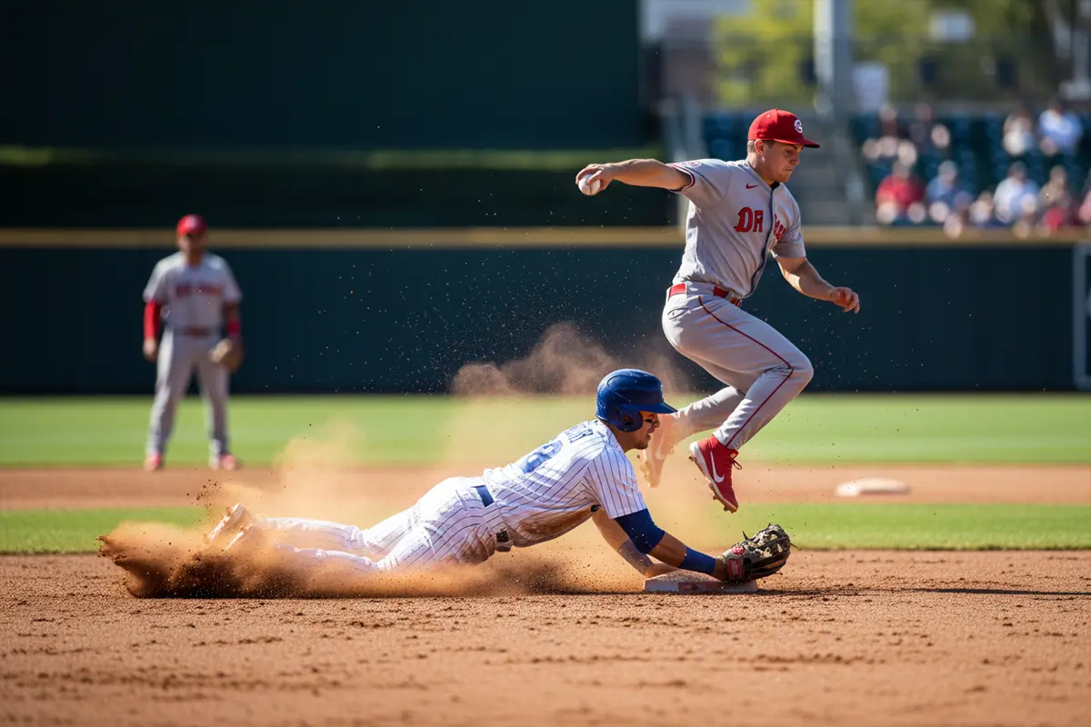 Run-Line-Wette beim Baseball – Spieler gleitet zur Base im MLB-Spiel